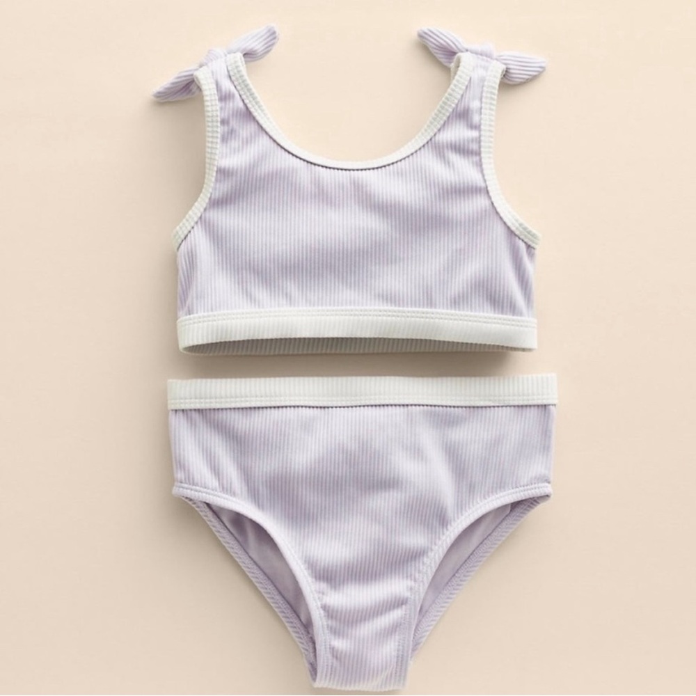 Little Co purple two piece toddler swimsuit